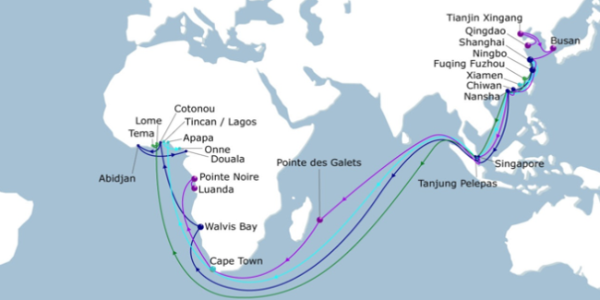 Rutas circunafricanas y dinámica del tamaño de los barcos: costos espaciales y el impacto de las interrupciones de la red